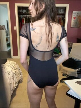 Sheer-Back Black Women’s Bodysuit